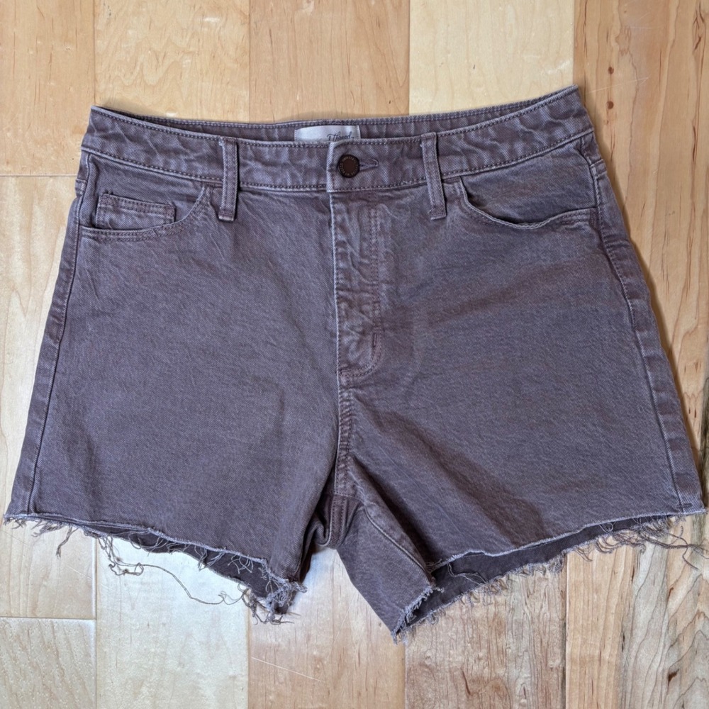Universal Thread Denim Cut Off Shorts Womens 6 Brown Raw Hem High Rise